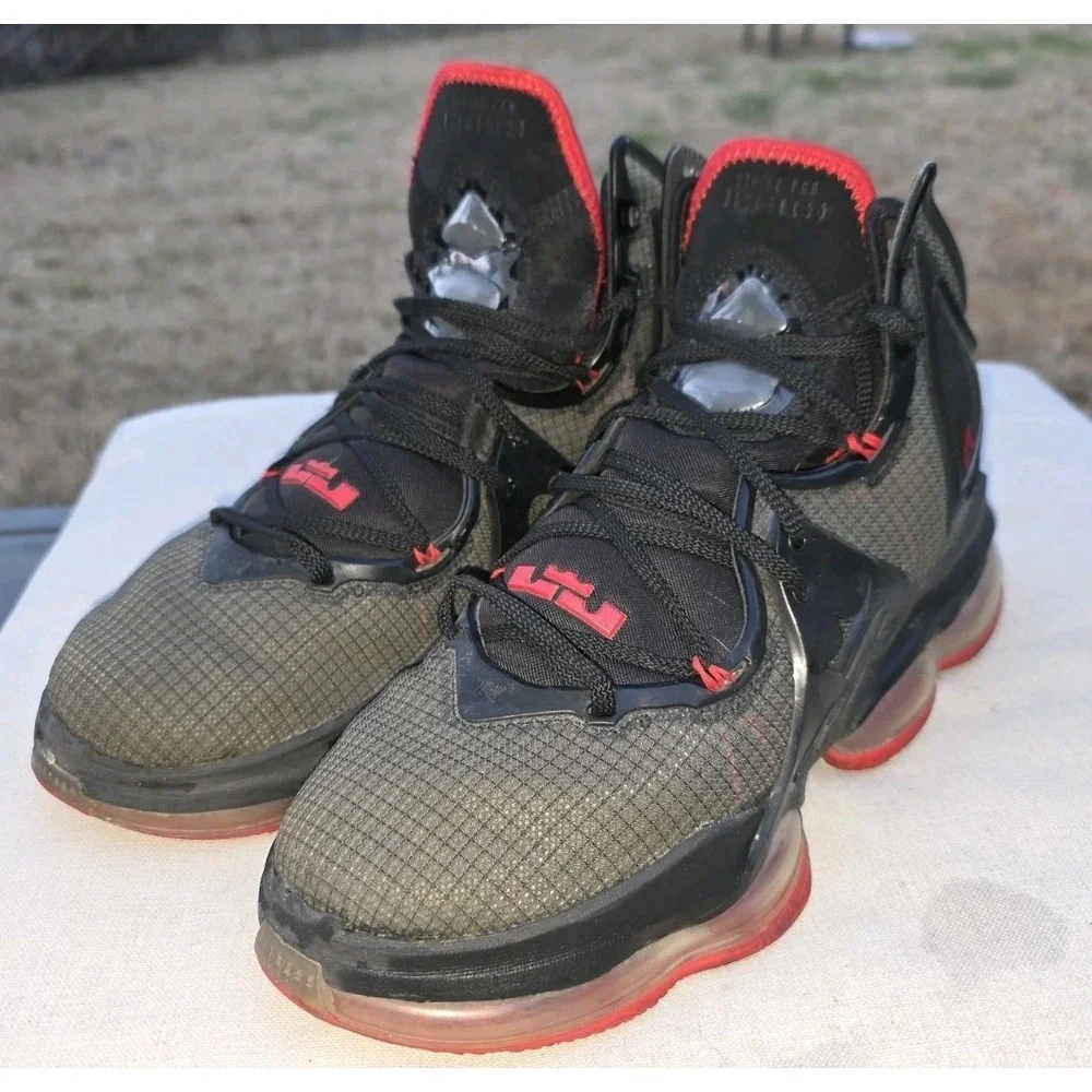 Nike LeBron 19 Bred Black University Red Basketball Shoes CZ0203-001 Mens